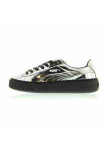 Sports Trainers for Women Puma Basket Platform Metallic  Light grey