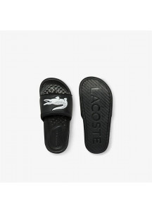 Women's Flip Flops Lacoste Croco Dualiste Synthetic Logo Strap Black