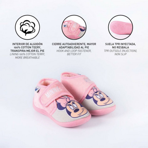 House Slippers Minnie Mouse Velcro Pink