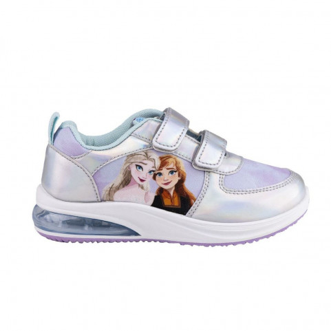 LED Trainers Frozen Velcro Silver