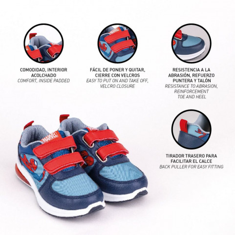 LED Trainers Spiderman Velcro Blue