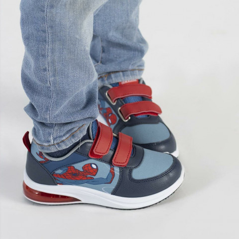 LED Trainers Spiderman Velcro Blue